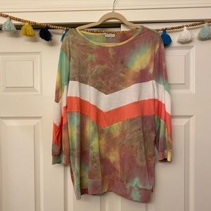 Coral Chevron Tie Dye top